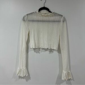 Free People Cream Ruffled Blouse